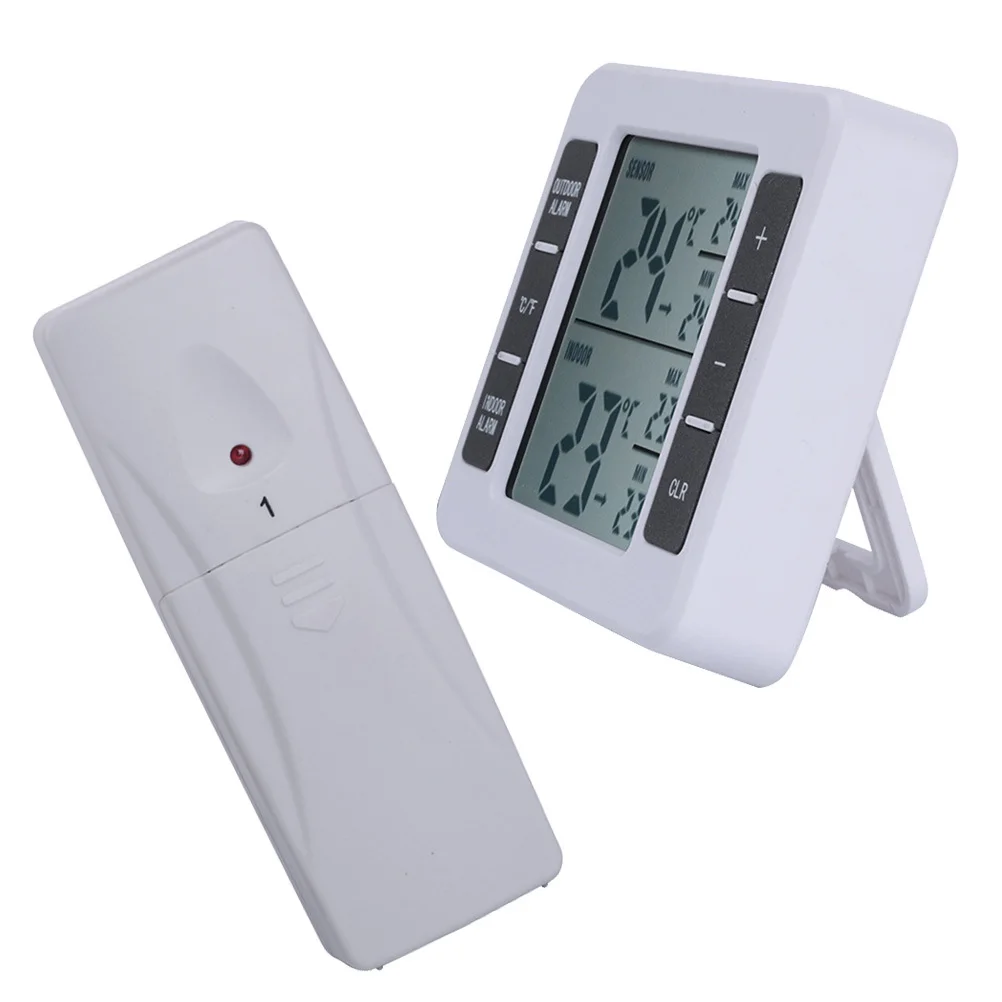 

Wireless Digital Refrigerator Thermometer Including 1 Indoor Console 1 Remote Sensor Indoor Outdoor Temperature Monitor