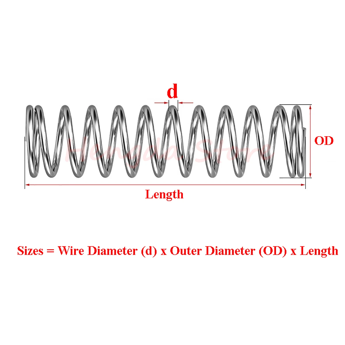 304 Stainless Steel Compression Spring Micro Small Spring Wire Dia 0.3 0.4 0.5 0.6 0.7 0.8 1 1.2mm OD 6 8 10mm Length 10-50mm
