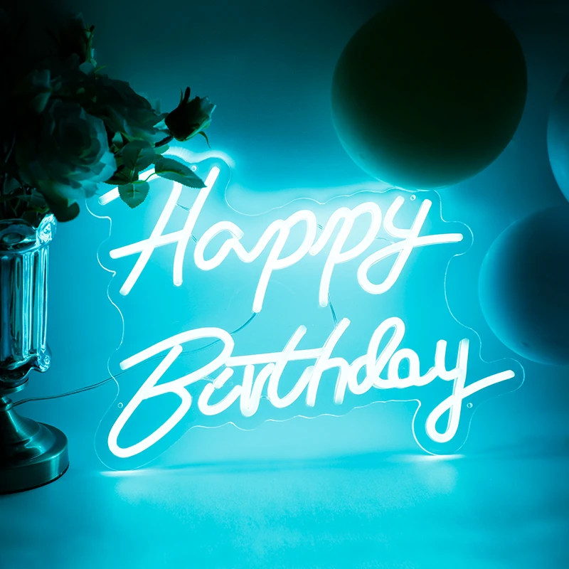 Happy Birthday Neon Sign 42x30cm Light Sign For Birthday Party Decoration Usb Powered for Baby Kids Gift Custom Led Light Sign