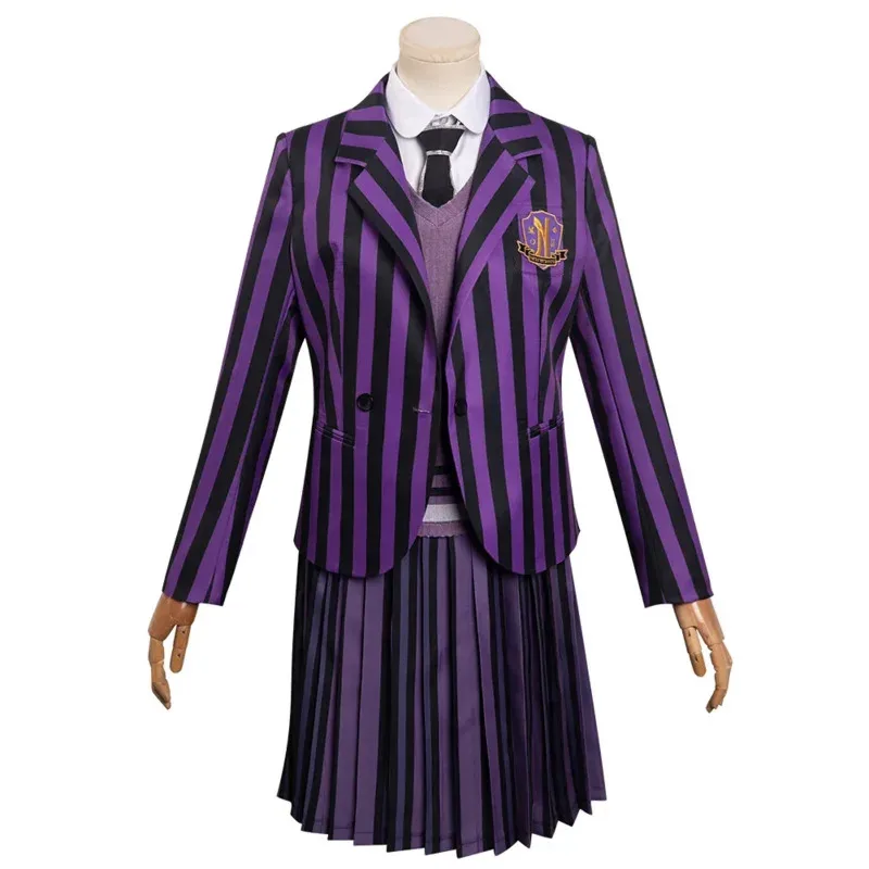 

Wednesday Enid Cosplay Costume Outfits School Uniform Dress Women Ladies Halloween Carnival Suit Kids Girls Outfi GO1314v;6,a'3.