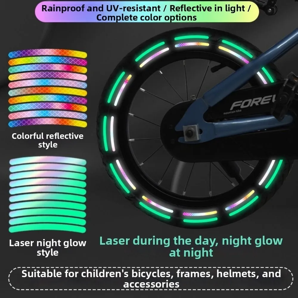 10pcs/set 9*0.7cm Bicycle Reflective Sticker Rainbow Red White PVC Car Motocycle Night Safety Warning Sticker