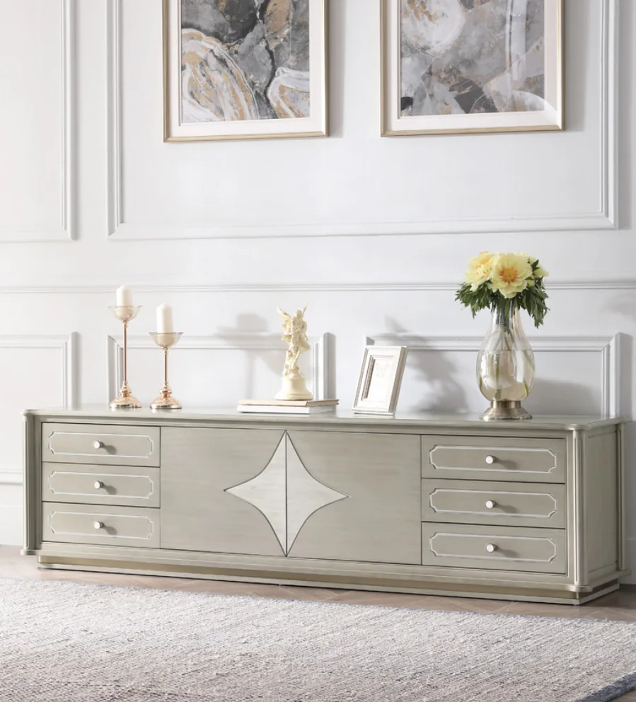 American light luxury solid wood TV cabinet, simple modern audio-visual cabinet, film and television cabinet, small apartment, l