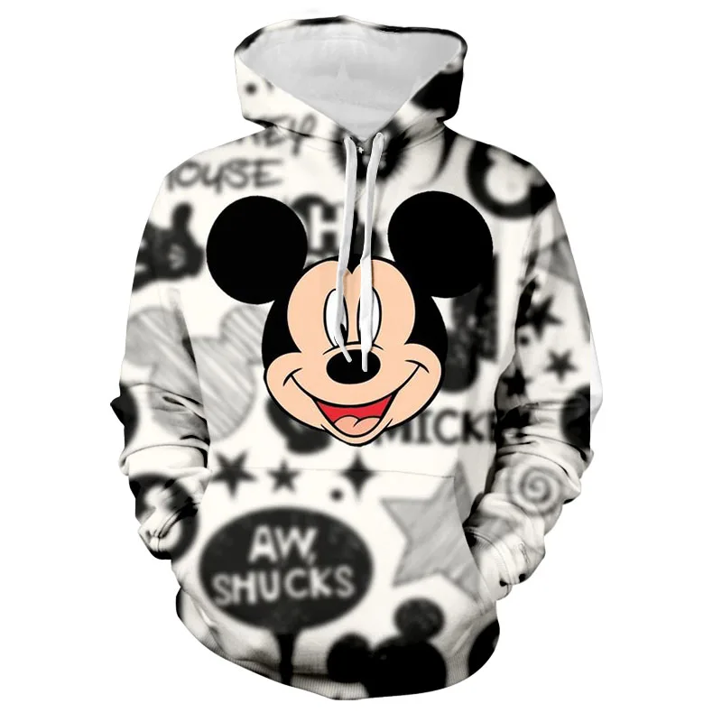 Harajuku Street Fashion Unisex 2024 Spring New Children's Hoodies Mickey Minnie and Stitch Cartoon Tops Women's Casual Hoodies