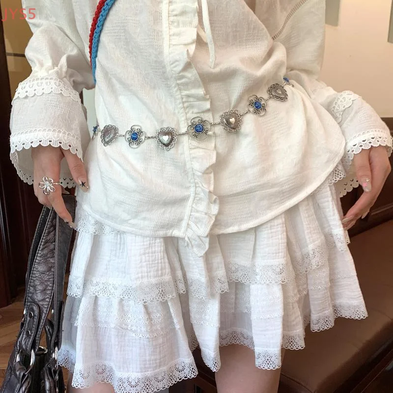 

Винтажная богемная ажурная поясная цепочка с бабочкой, женская цепочка в этническом стиле, универсальный тонкий пояс, юбка, джинсовые аксессуары