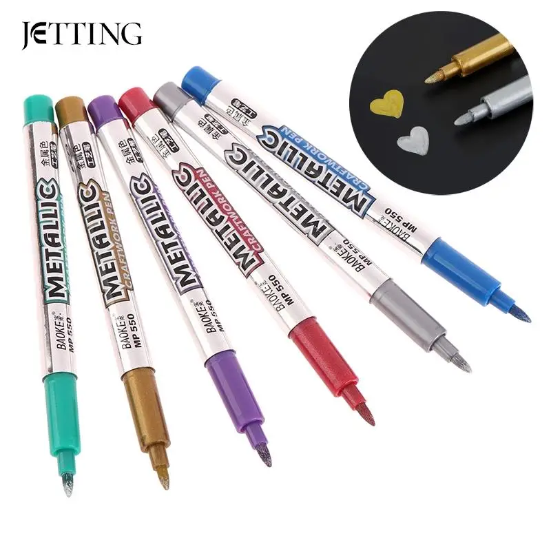 1Pcs DIY Metal Colorful Paint Marker Pens Sharpie Gold And Silver 1.5mm Student Supplies Craftwork Pen Art Painting