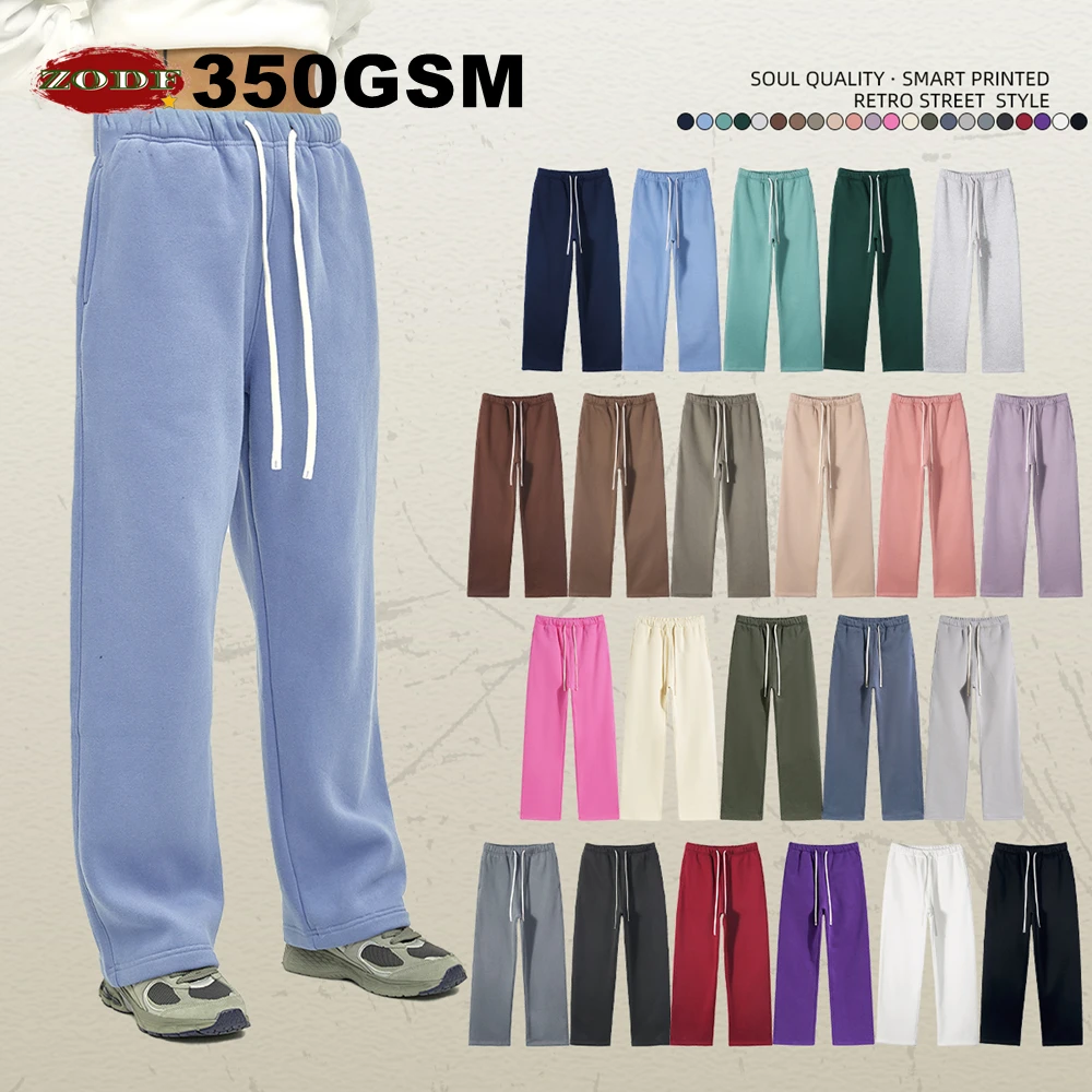 ZODF 2025 Men Casual Winter 350sm Fleece Pants Unisex Loose Soft Comfortable Sport Solid Straight Trousers HY0643