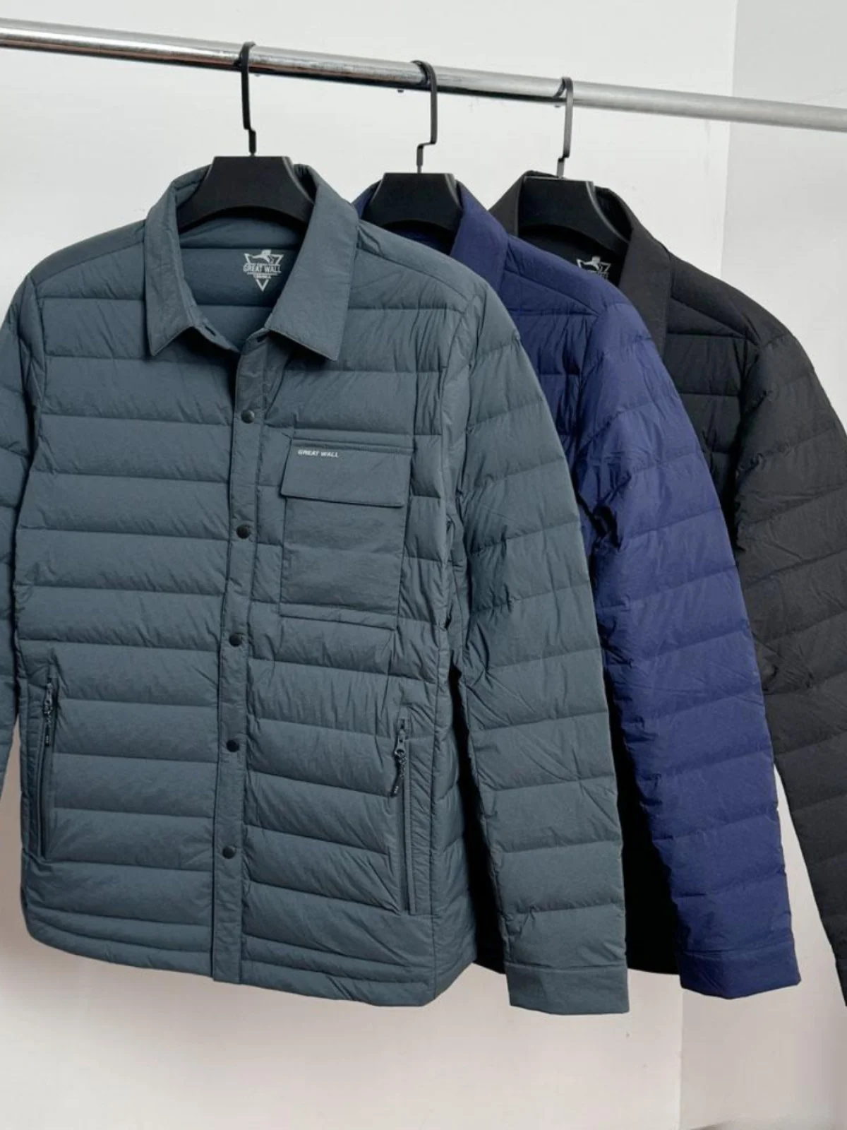 

Men's High-End Business Goose down Shirt Lightweight Long Sleeve Outdoor Warmth Fashionable Urban Style Waterproof Zipper