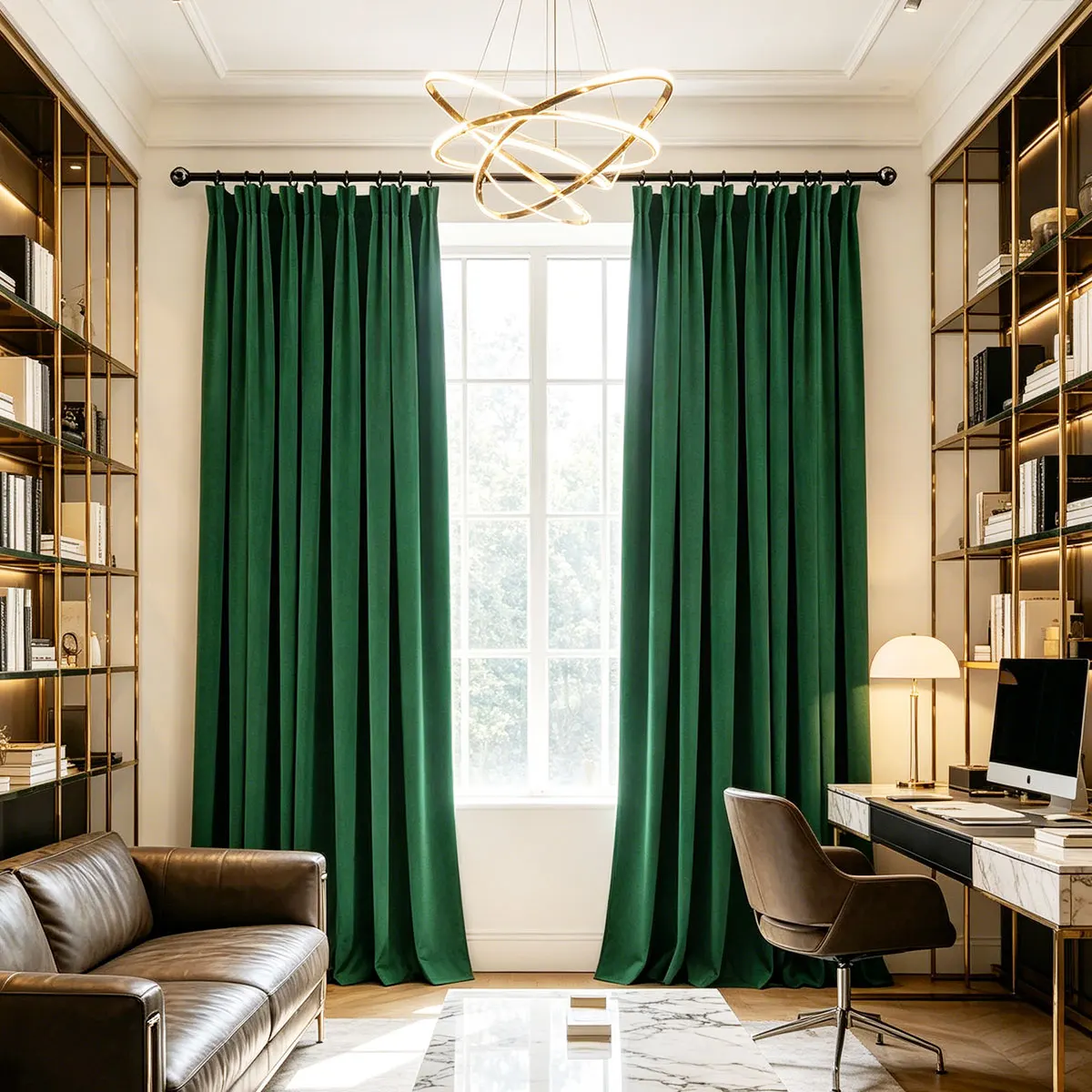 Dark Green Velvet Blackout Curtains 2‑Pack, Pinch Pleat Hook Top Drapes, Modern Solid Curtain for Bedroom Living Room Home Decor