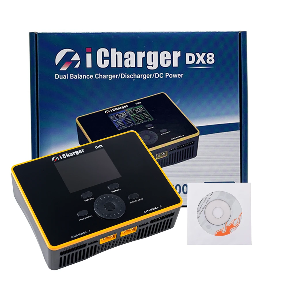 iCharger DX8 DC 9-49V 65A 1600W Dual Channel Battery Charger/Discharger Type-C Port For LiPo LiFe LiVH NiMH NiCd Pb Battery