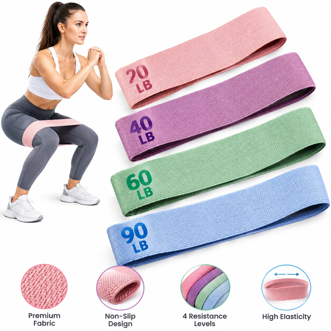Resistance Bands with Weight Markings, Suitable for Core Strength Training, Pilates, yoga and Full-Body Workouts. Portable Fitne