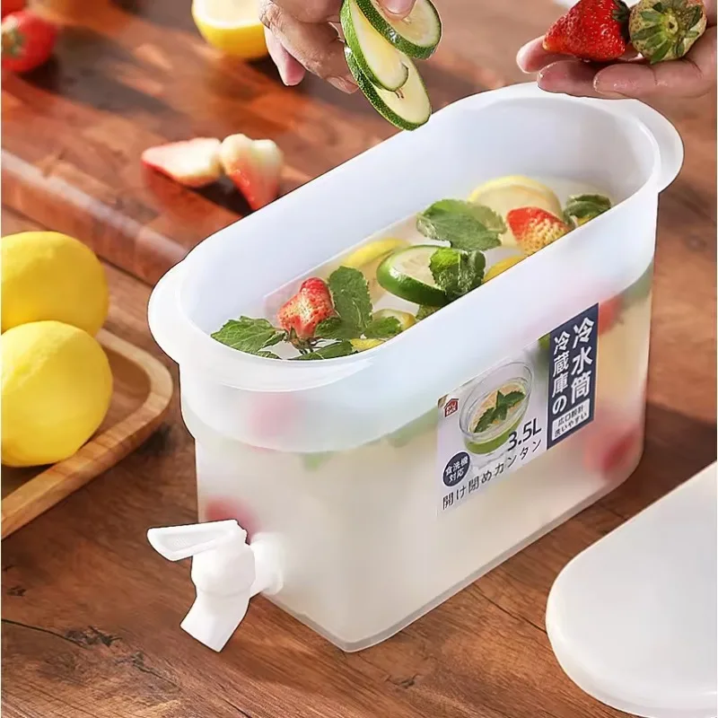 3.5L Cold Water Bucket with Faucet Refrigerator Jug Dispenser Water Kettle Summer Fruit Juice Drink Container Fridge Pots