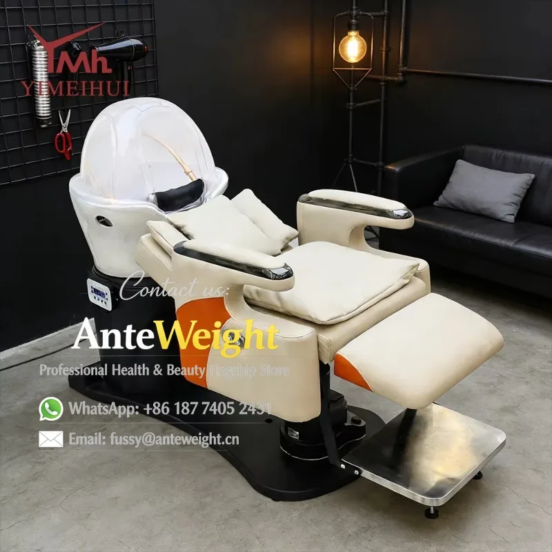 

Hairdressing Salon Water Circulation Fumigation Water Heater Hairdressing Rinse Chair Adjustable Rotating Beauty Bed