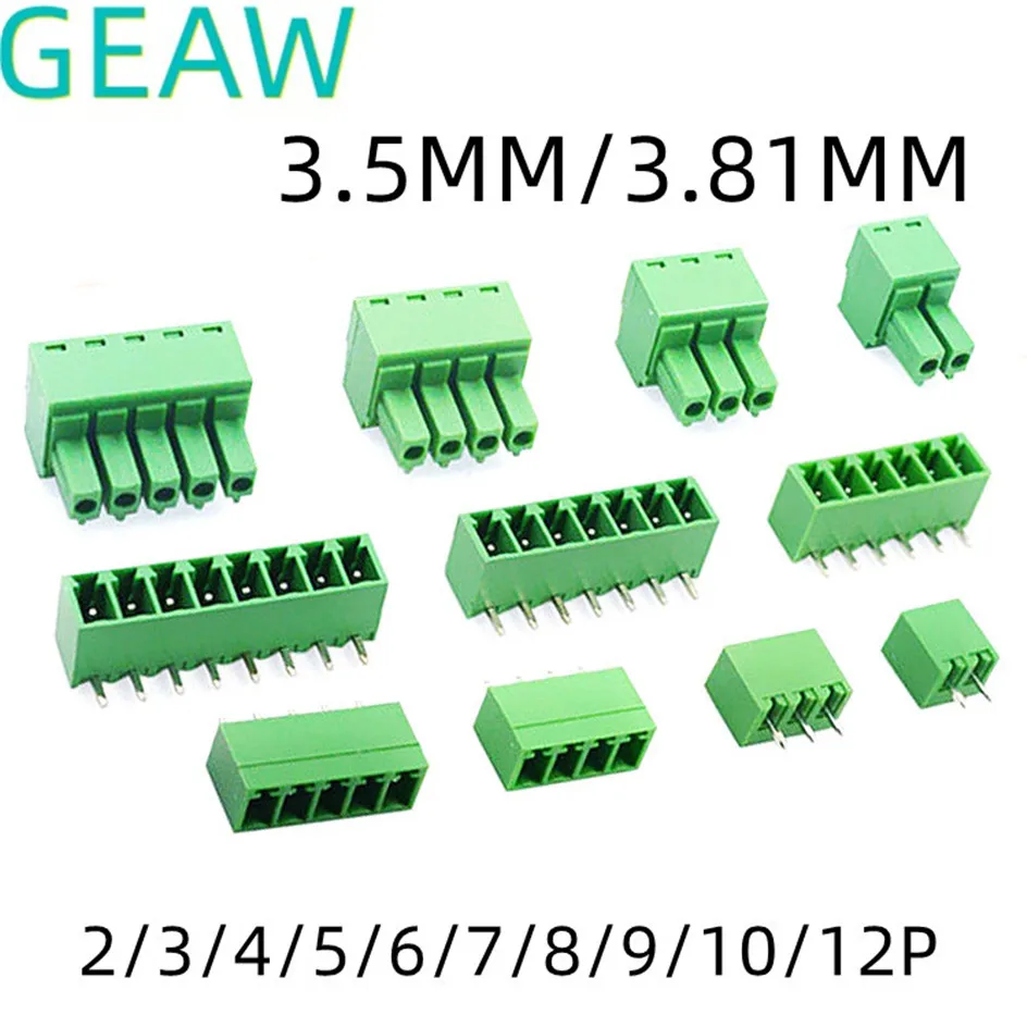 10pairs=20pcs 15EDG 3.81MM KF2EDG PCB Screw Terminal Block Connector PLUG PIN Header Socket 2/3/4/5/6/7/8/9/10/12P