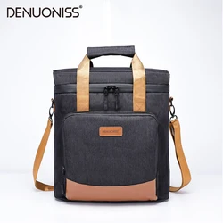 DENUONISS New Wine Cooling Bag 100% Leakproof Picnic Cooler Bag Vintage Leather Refrigerator Bag Portable Thermal Bag
