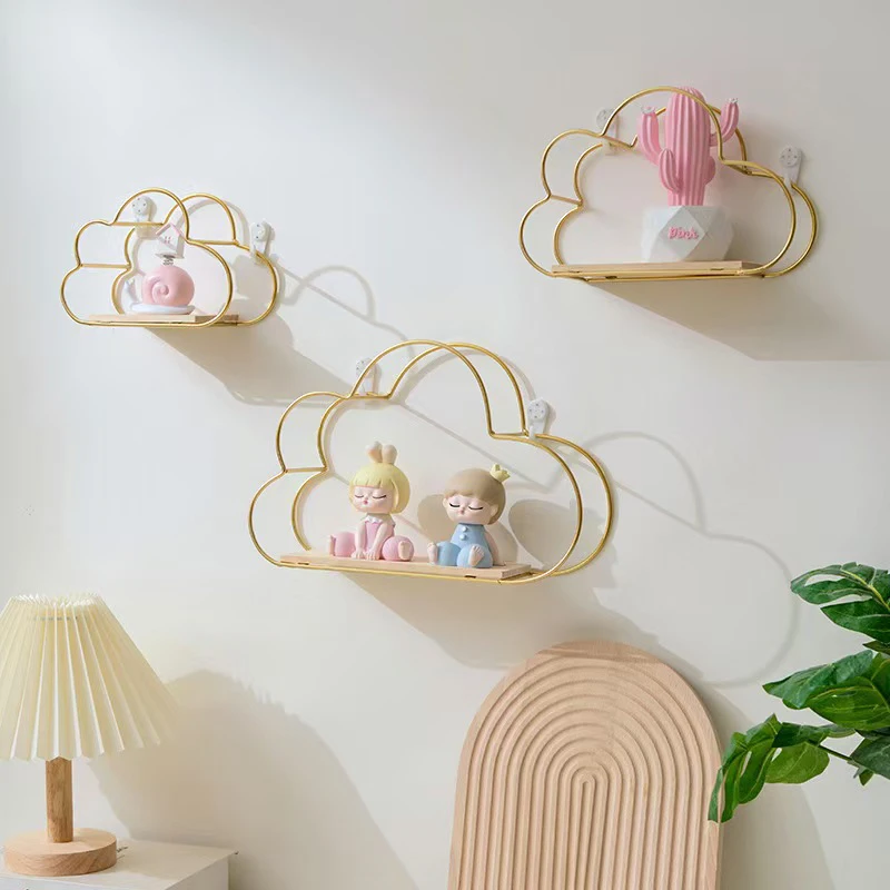 

Wall-mounted hole-free shelves,cloud-shaped home wrought iron decorative rack,Storage & Embellishment,Stylish and functional