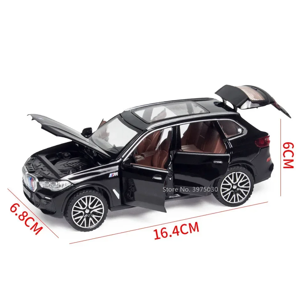 1/32 X5 SUV modello di auto in lega giocattolo simulazione in scala fuoristrada con luce sonora tirare indietro ornamenti da collezione per bambini