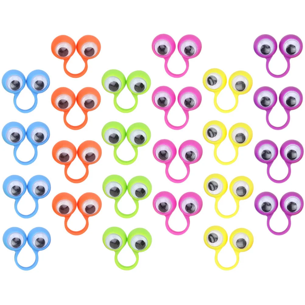 36 Pcs Big Eyes Ring Halloween Eyeball Lights Ghost Eyeballs Kids Toys On Rings Lovely Finger Plaything Interactive Puzzle