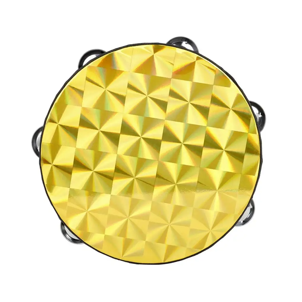 Polyester Drum Skin + Solid Wood 8-inch Double-row Colorful Tambourine Hand-rolled Hand Drum Percussion Instrument