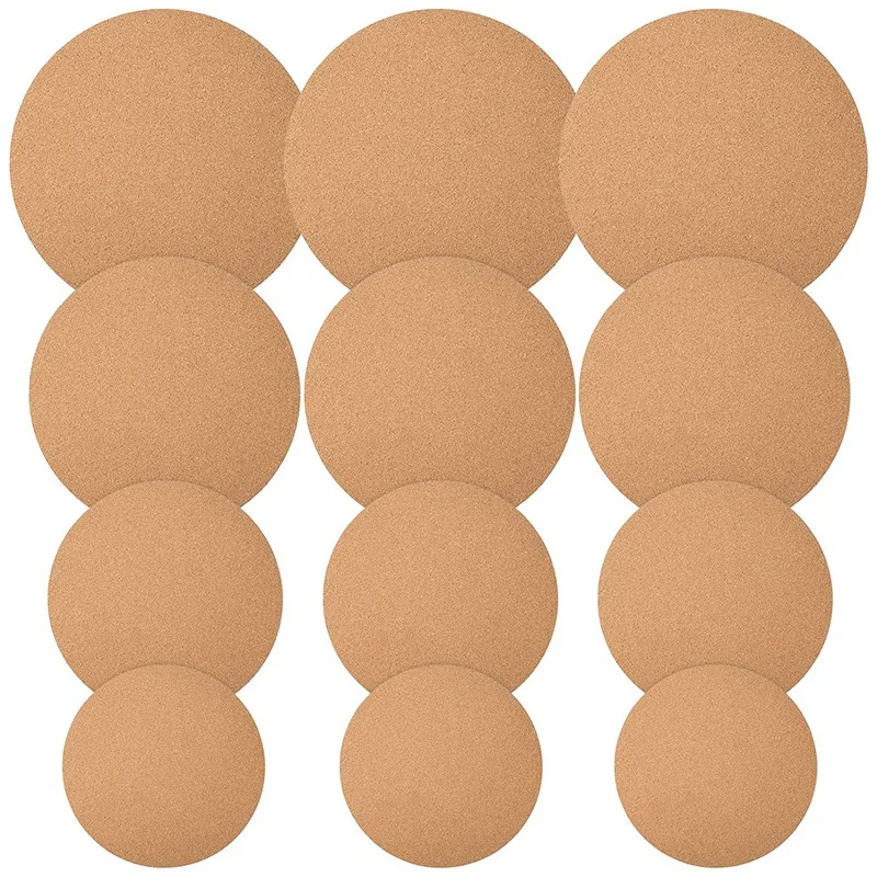 

12Pcs Cork Plant Coaster Cork Mat Round Absorbent Cork Bar Cork Mat Soft Table Cork Board For Kitchen DIY Craft Supplies