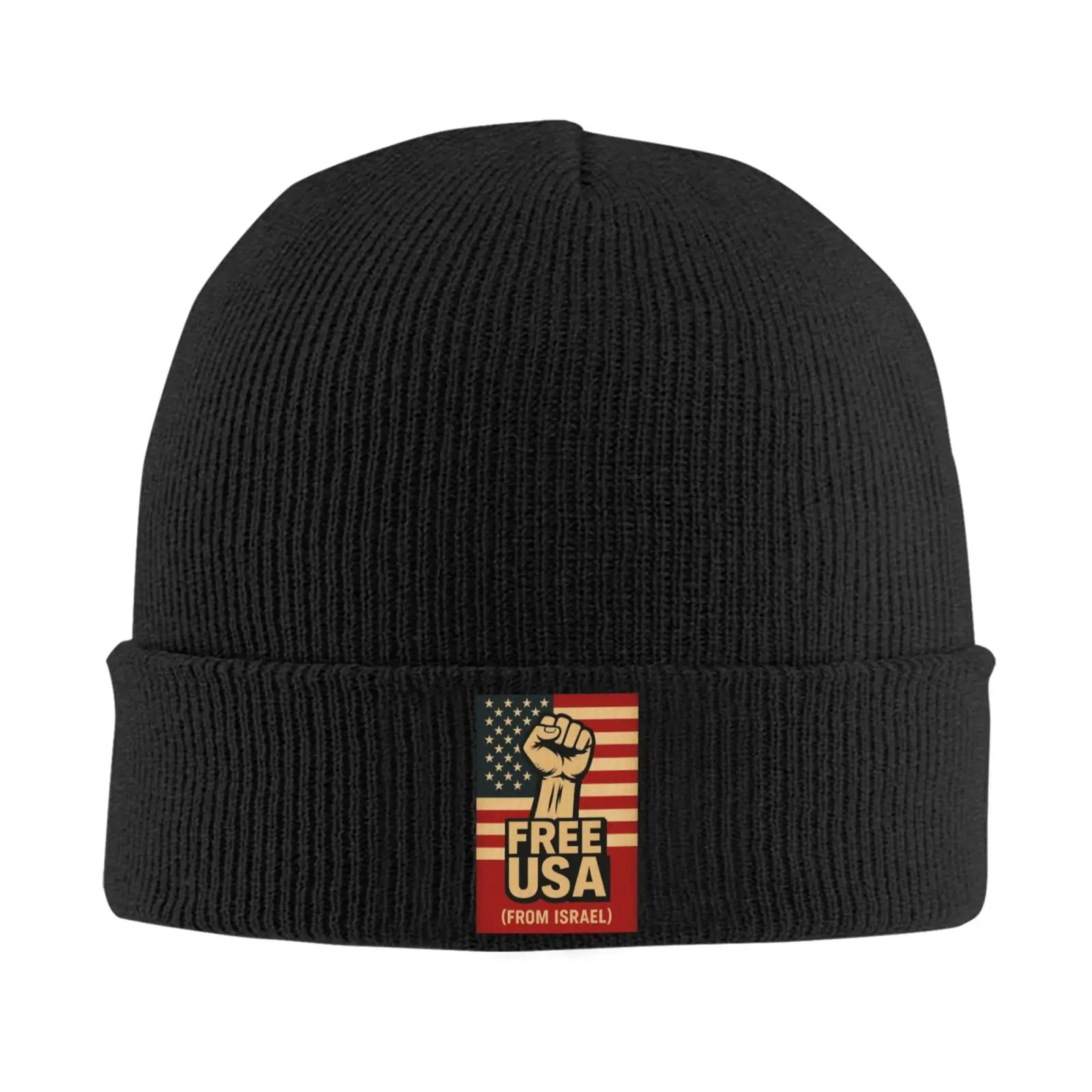 Gorro de punto cálido con estampado americano gratis, gorro de Hip Hop para otoño e invierno, gorros para exteriores, gorro Unisex para adultos