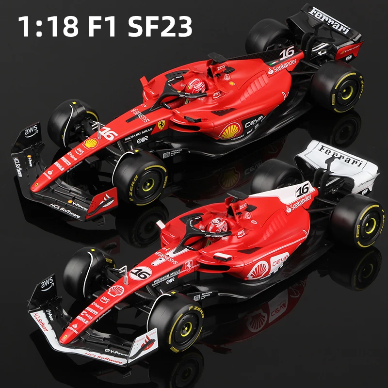 Bburago 1:18 Las Vegas GP Ferrari SF23 F1 Car Model 2023 Formula Racing #16 Charles Leclerc 55# Carlos Sainz Alloy Diecast Toy