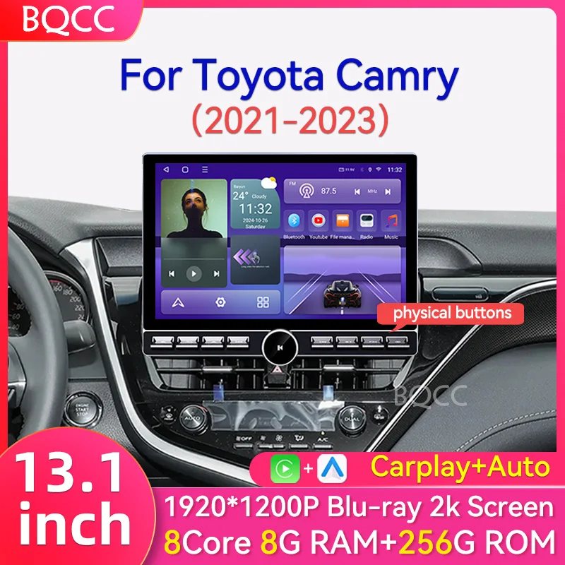 13.1 inch Android For Toyota Camry 2021-2023 Car Radio DVD Multimedia Player GPS Navigation 2 Din Carplay Head Unit With Screen