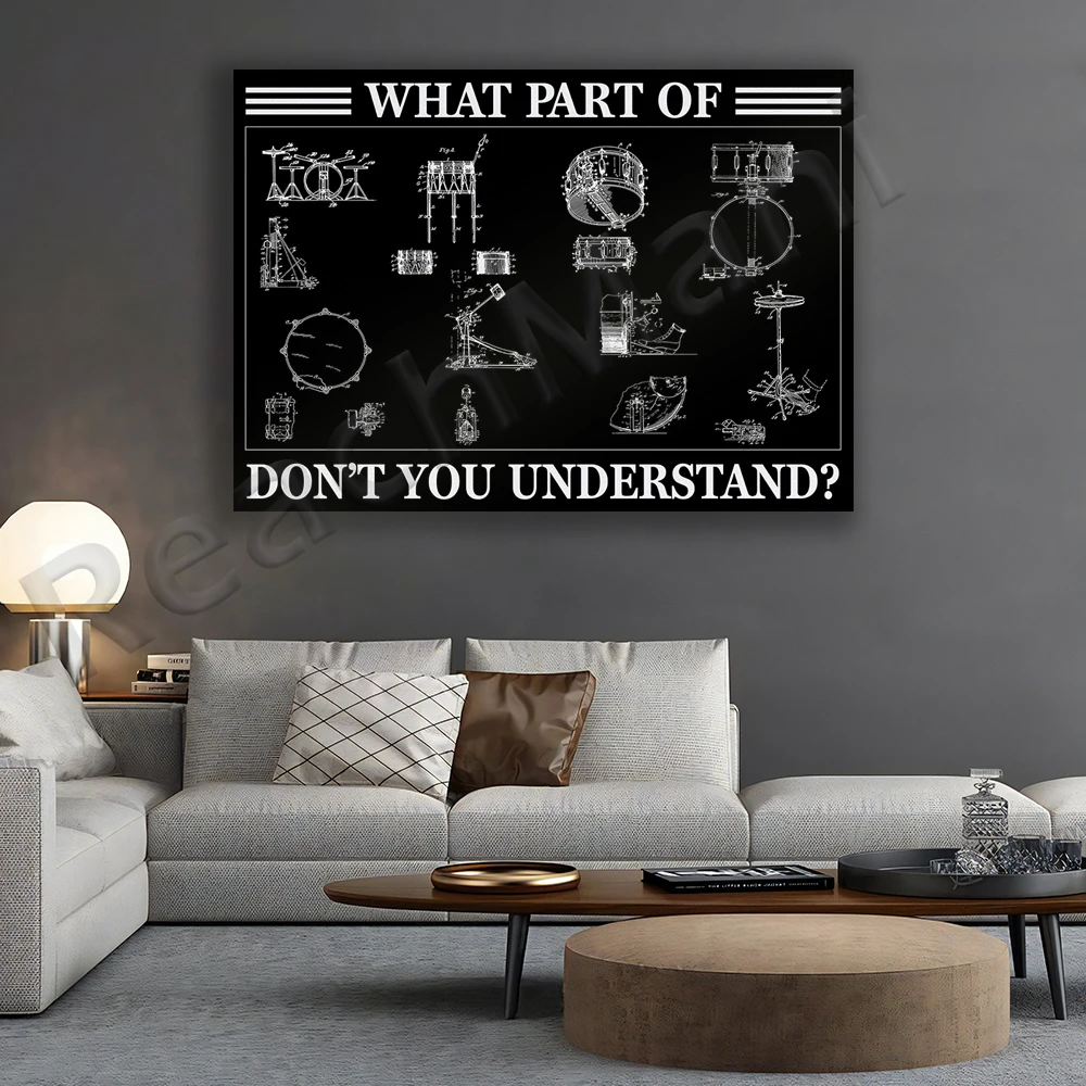 Drummer you don't understand which part of the poster, drummer quote wall art, fun drummer gift, music studio decoration