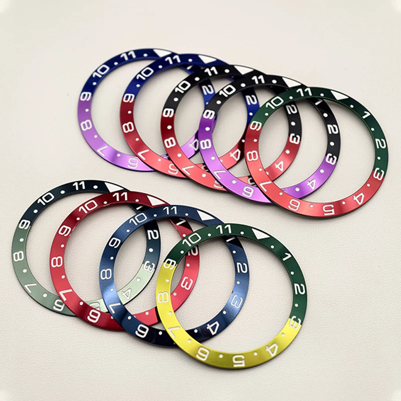 

38mm×30.7mm Curved Aluminum Watch Bezel Insert Ring Fits SUB SKX007 SKX009 SRPD GMT NH35 NH36 Movement Men's Watch Refit Parts