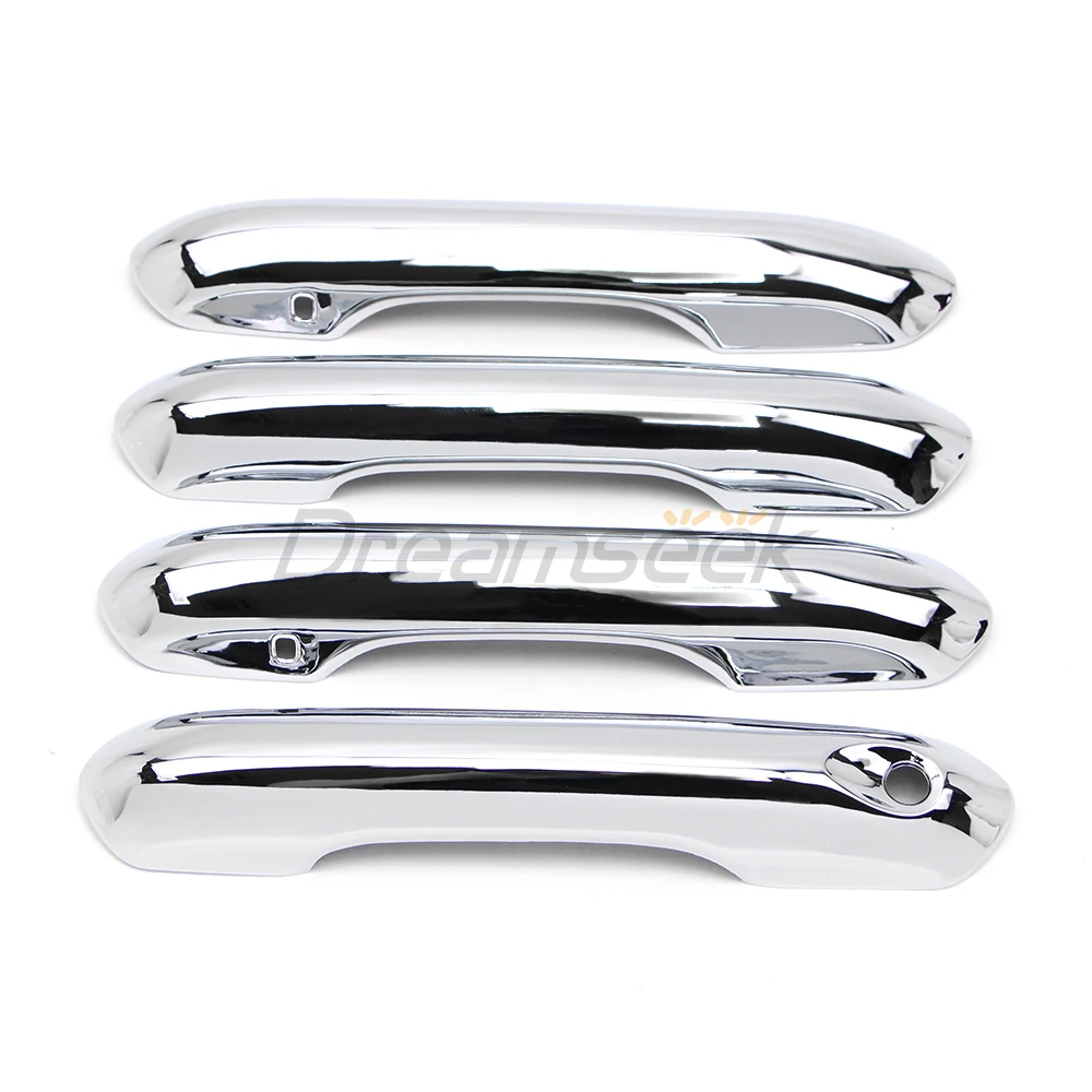 4PCs Car Door Handle Chrome Cover For Ford Explorer 2020 2021 2022 2023 Molding Trim With Smart Key Hole Exterior Decoration