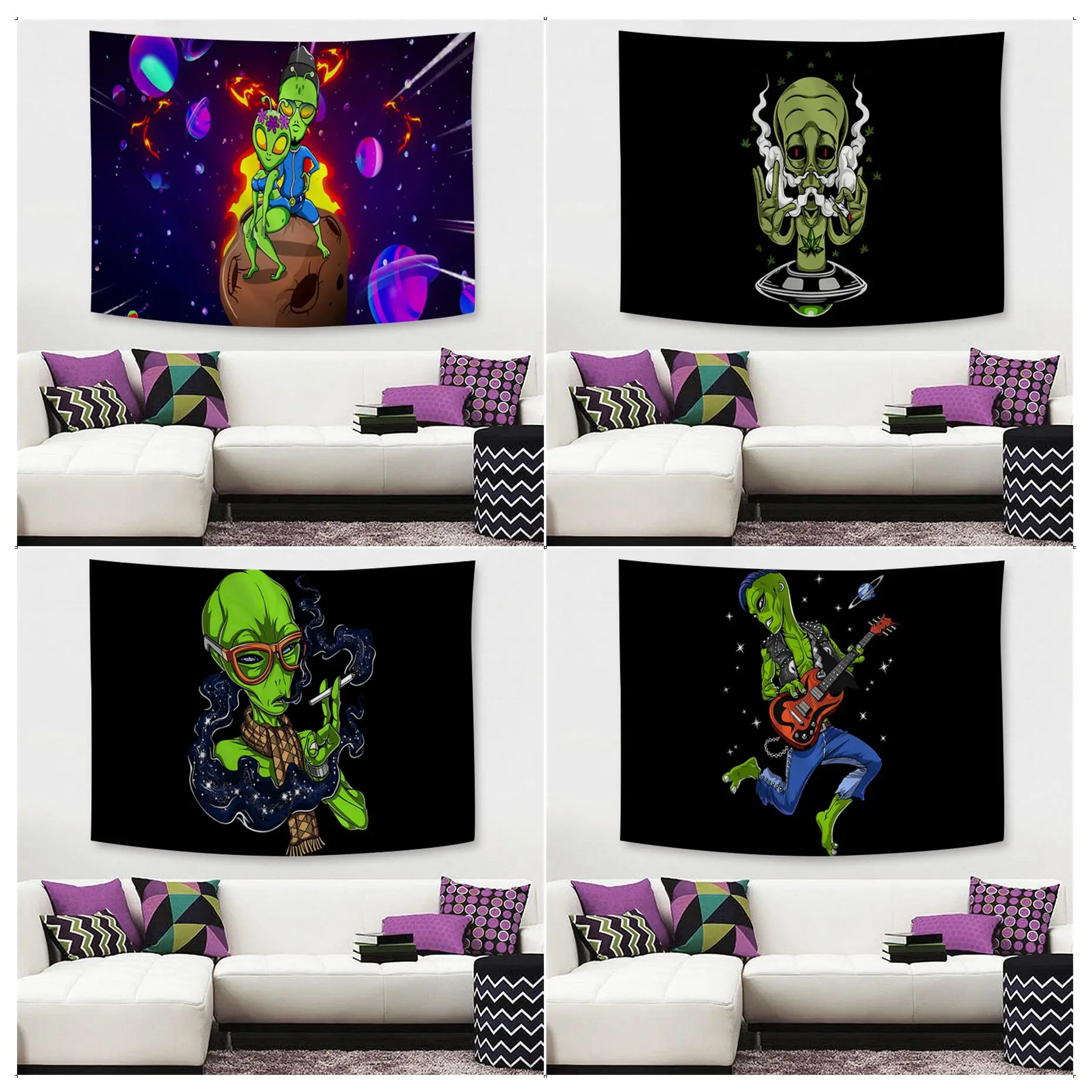 

Alien Moja Tapestry Tapestry Art Printing Indian Buddha Wall Decoration Witchcraft Bohemian Hippie INS Home Decor