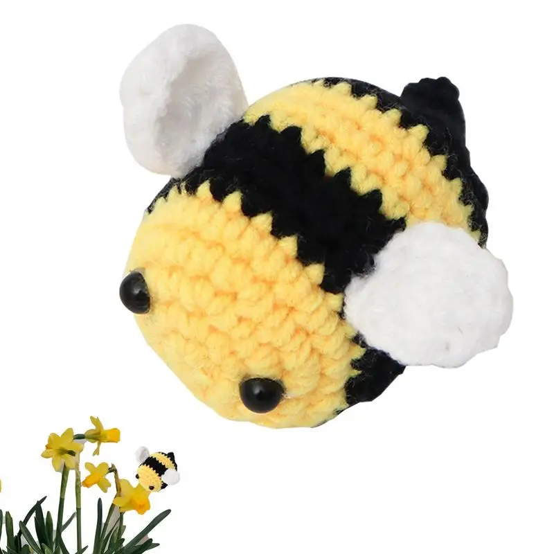 Bee Stuffed Toy Cartoon Bee Toy For Kids Handmade Crochet Toys Funny Bee Toy For Accompanying Playing Home Decoration