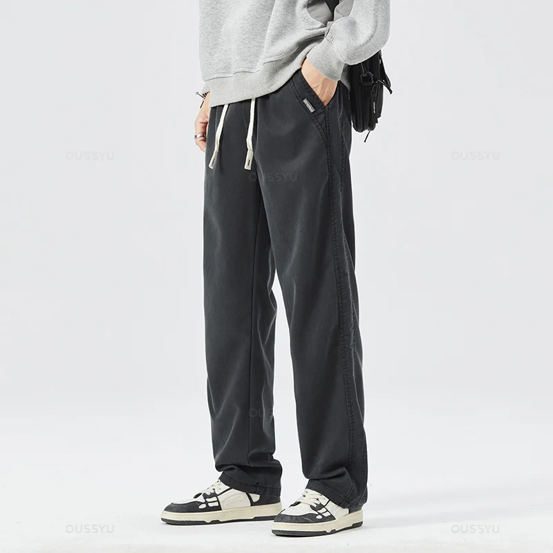 High Quality Lyocell Fabric Jeans Men Autumn Winter Thick Elastic Waist Casual Denim Pants Baggy Trousers Male Oversized M-5XL view 4