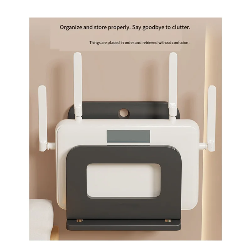 Suporte de parede ajustável ABGI para dispositivos pequenos, adequado para reprodutores de mídia de modem roteador, design seguro e que economiza espaço