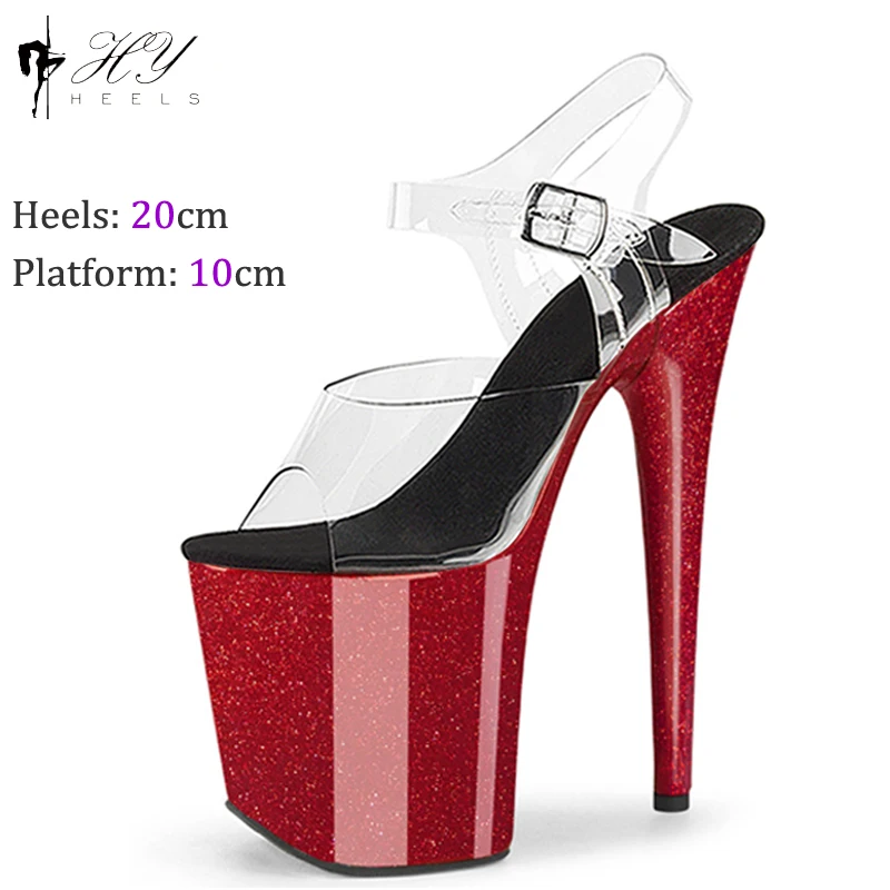 20cm High Heels Sexy Platforms Sandals Stripper Pole Dance Shoes Women Wedding Colorful Plus Size Ladies Sandal Summer