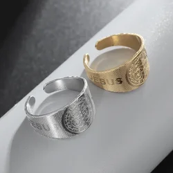 Exquisite Stainless Steel Saint Benedict Jesus Cross Ring Christian San Benito Faith Jewelry Catholic Men Women Gifts