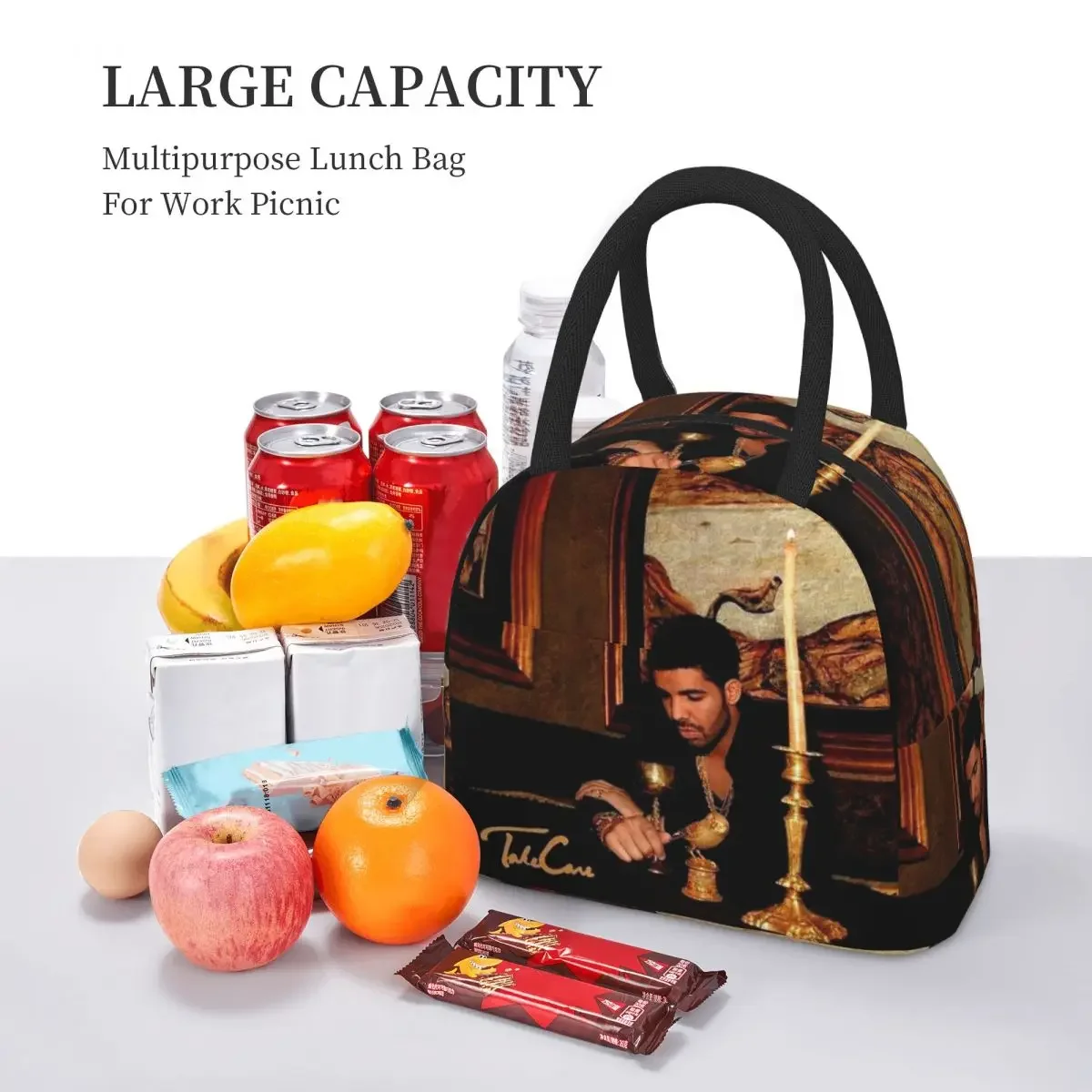 Hip Hop Rapper Drake Take Care Album Insulated Lunch Bag for Women Office Cooler Thermal Tote Portable Lunch Boxes Container