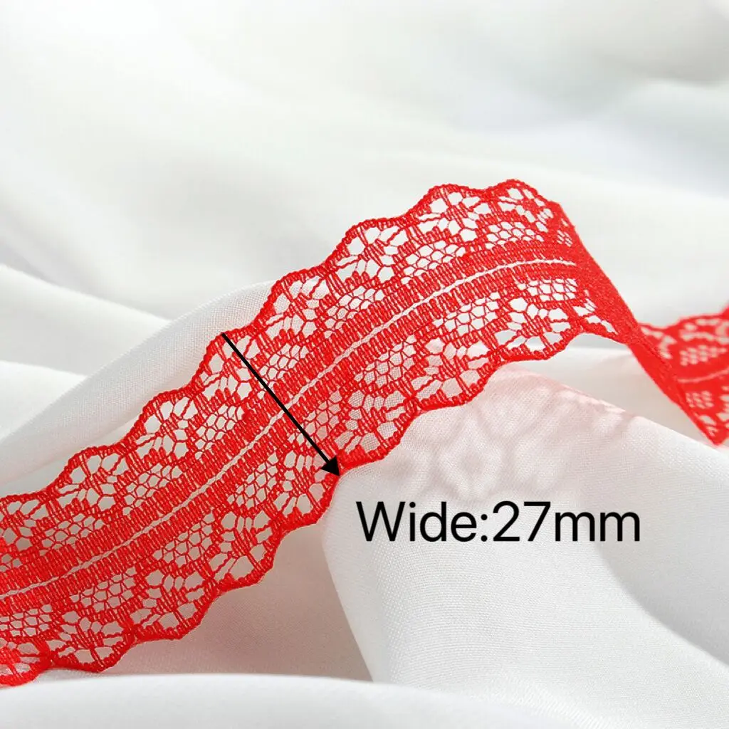 5 10Yards/Roll 27mm Knitted Lace Fabric No-elastic Polyester Lace Ribbon Handmade Patchwork DIY Sewing Accessories  For Craft