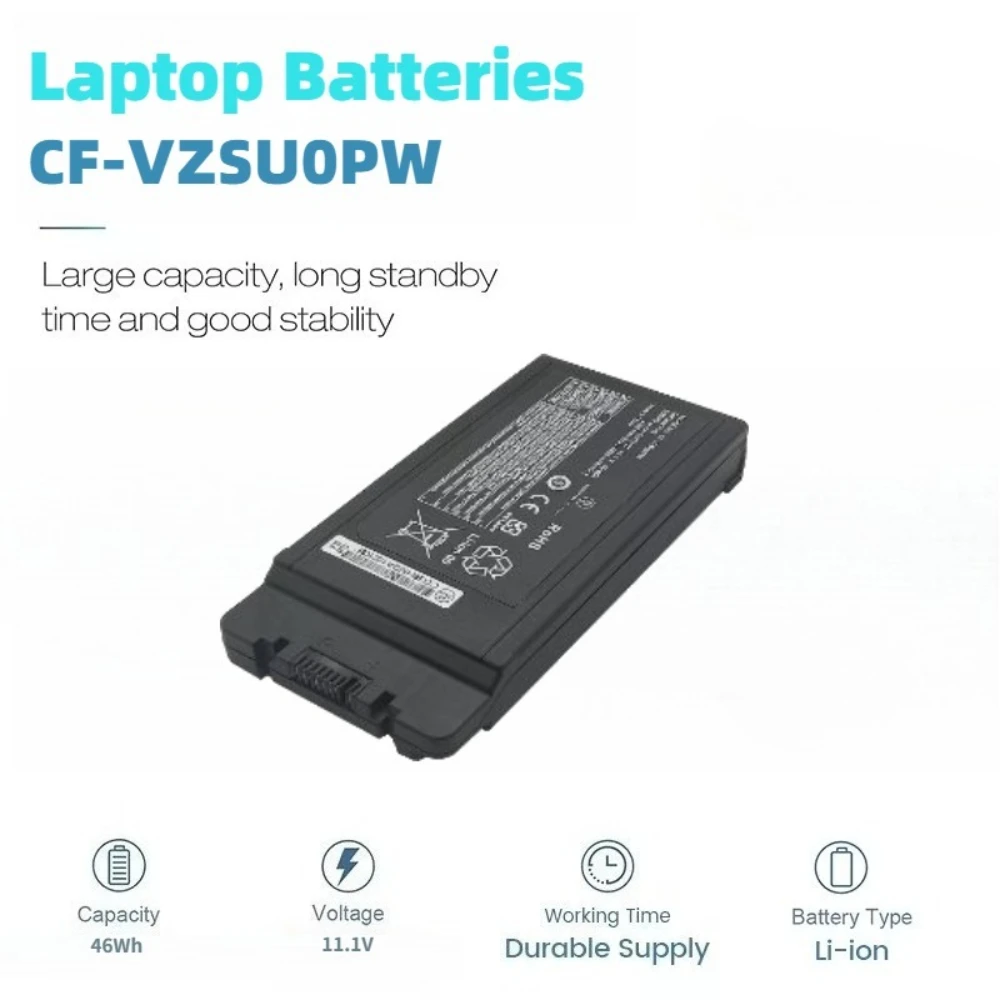 CF-VZSU0PW 11.1V 4200mAh 46Wh Large Capacity Replacement Li-ion Laptop Battery for Panasonic Toughbook CF-54 CF54 MK1 MK2 MK3