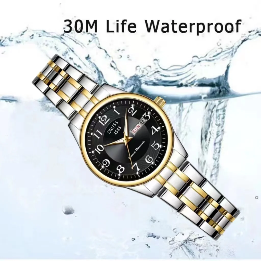 ORUSS montre montre pour femme 30M étanche calendrier Date fonction strass bracelet en acier inoxydable dames montre à Quartz cadeau