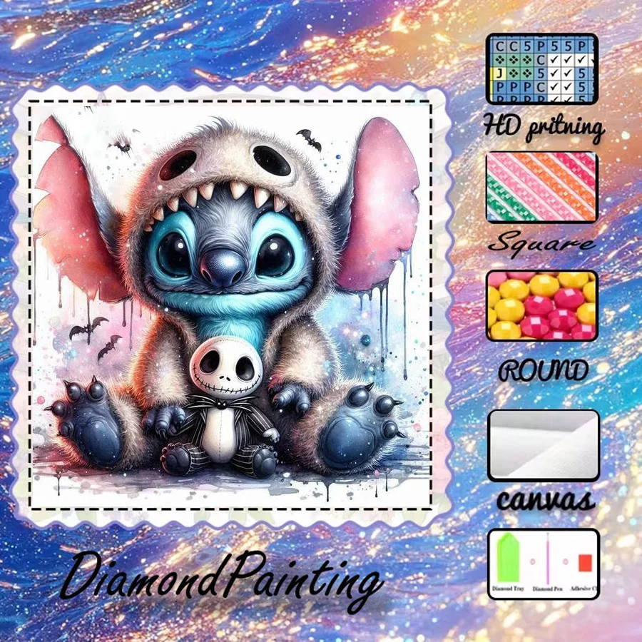 1 Stück - 5D-DIY - Beflockter Stoff - Spezialbohrer - Diamantmalerei-Set - Zeichentrickfigur - Mosaik - Diamantkunst