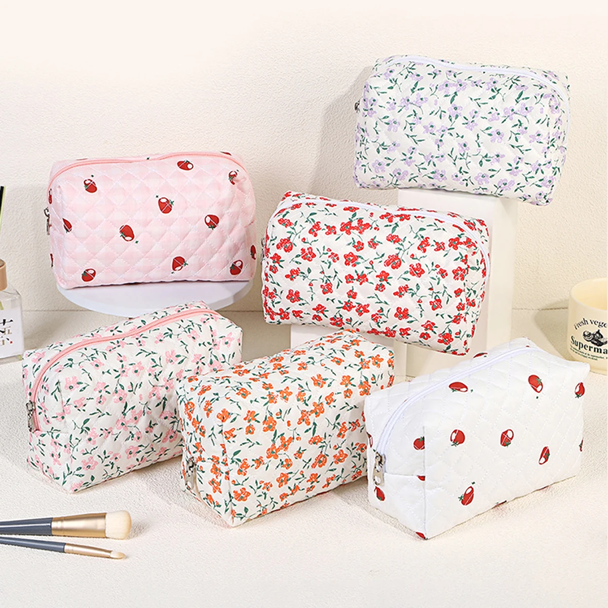 1 kleines Federmäppchen mit Blumenmuster, Schreibwarentasche mit kreativem Kaki-Muster und Organizer-Tasche für Gegenstände, ein Geschenk für einen Freund