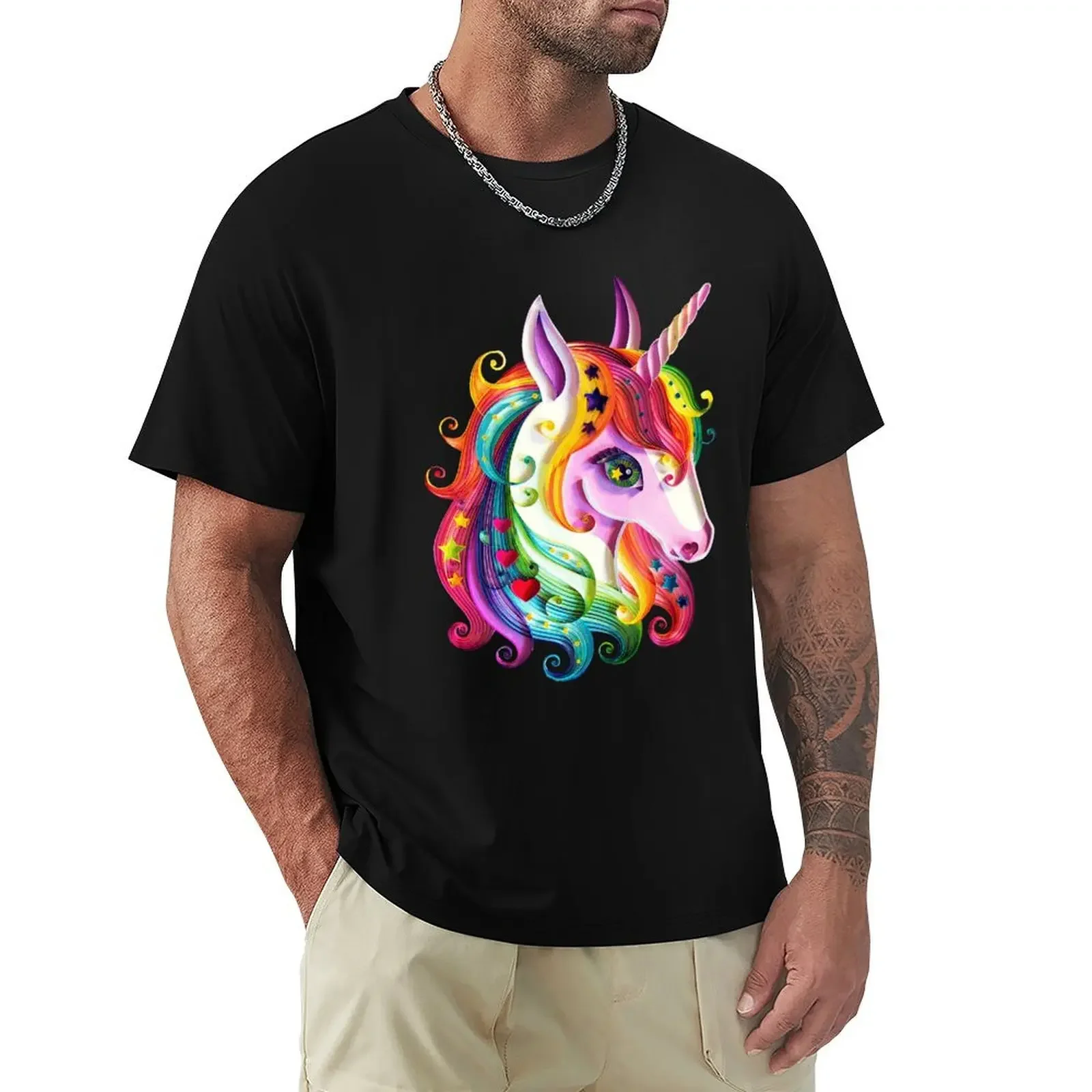 

Unicorn of colored ribbons T-Shirt vintage anime shirt oversizeds plus size clothes mens clothing