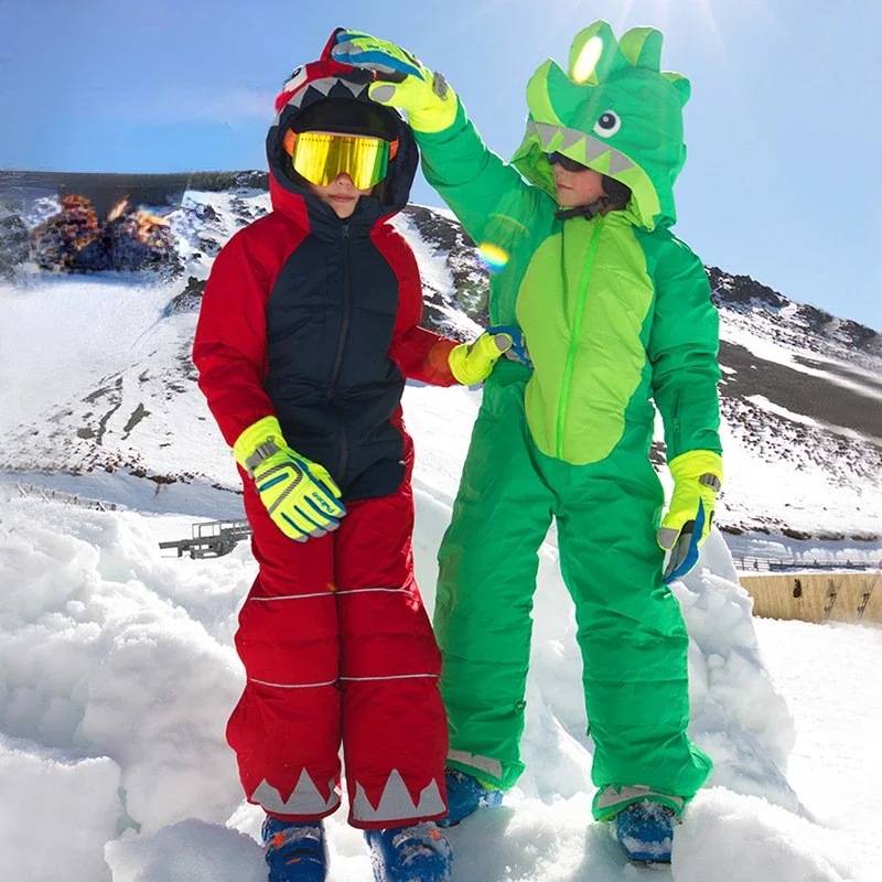 

Kids Ski Set 2025 New Winter Snowsuit Outdoor Cartoon Ski Overalls Children Jumpsuits Waterproof Windproof Snow Clothes Ski Suit