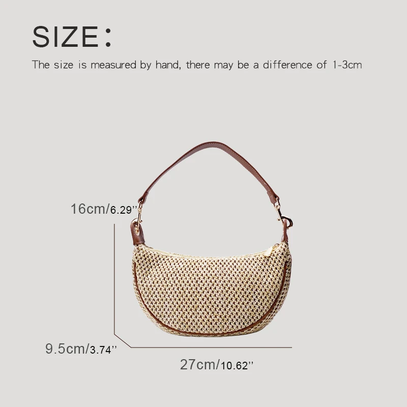 MEDIOW Beach Half Moon Sacs pour femmes Sacs à main et sacs à main de créateurs de luxe 2024 Nouveau en Papyrus Tissé Creux Décoration Angleterre Style Petit Aisselles Larges Bretelles Sac À Bandoulière haute qualité