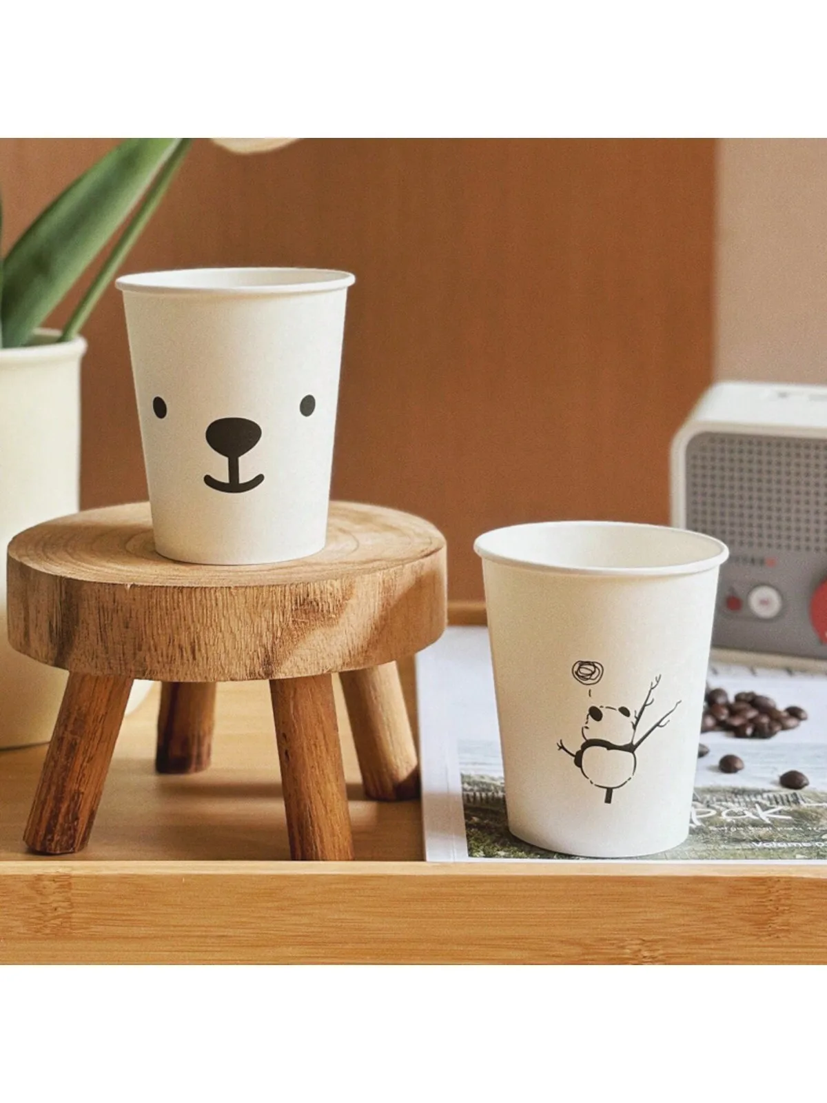 أكواب ورقية بأسلوب بسيط، مشروبات تجارية سميكة للمكتب والمنزل، مضادة للانزلاق ومضادة للتسرب 250 مل، أدوات مشروبات متينة للاستعمال مرة واحدة