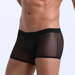 Hot selling Men's Underwear Convex Sexy Low Waist Underwear Mesh Breathable thin Men's Underwear