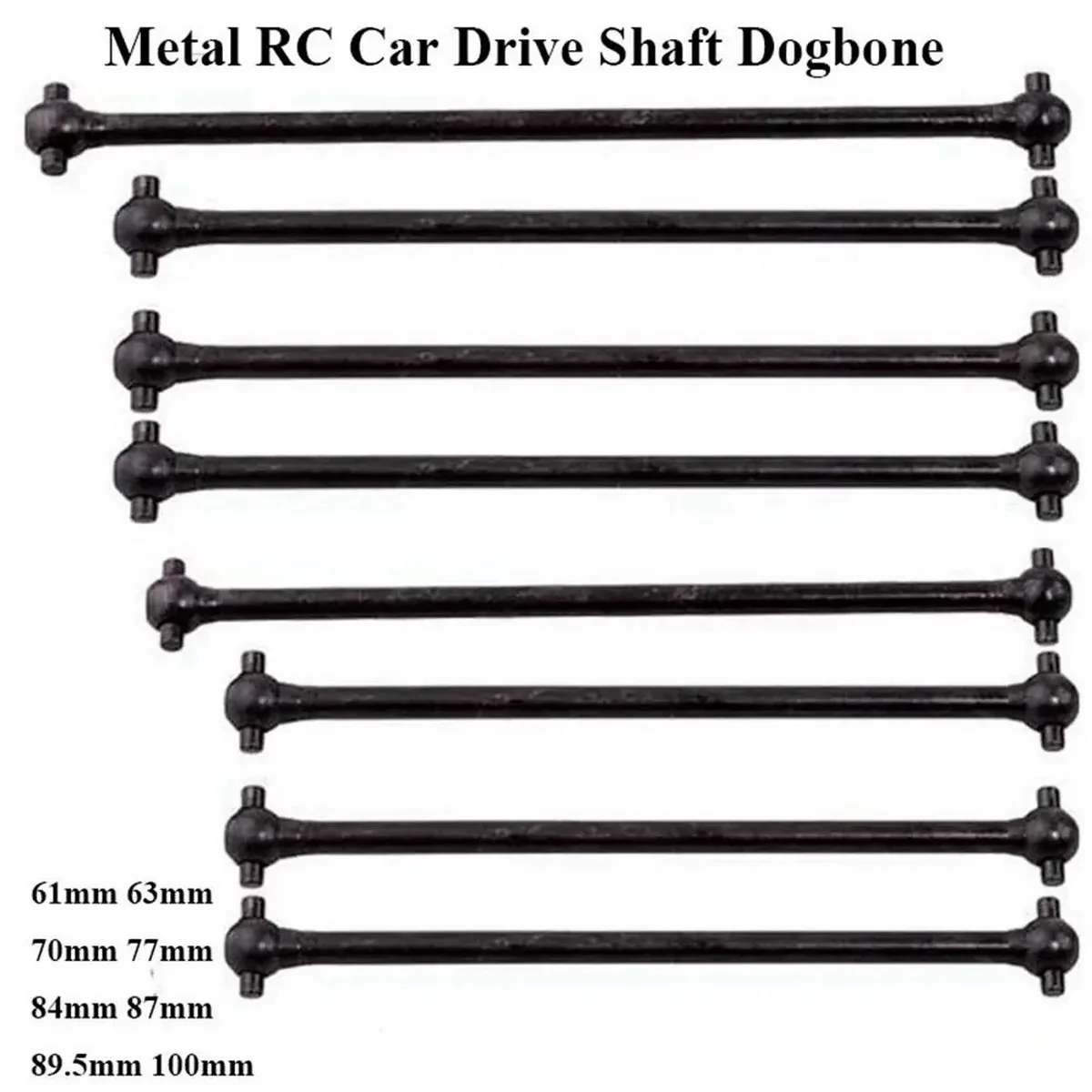 2szt Metalowy stalowy wał napędowy Dogbone Długość całkowita 61mm 63mm 70mm 77mm 84mm 87mm 89.5mm 100mm dla Redcat hsp Wltoy RC Car