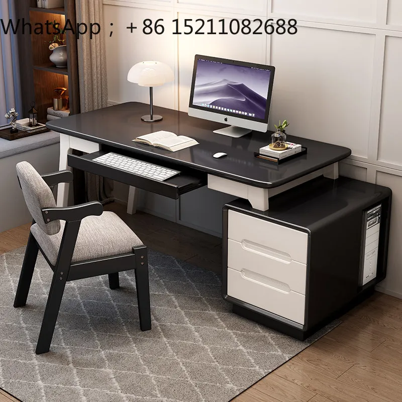 SCY Solid Wood Simple Desk with Bookcase Integrated Desktop Computer Desk Student Bedroom Writing Desk