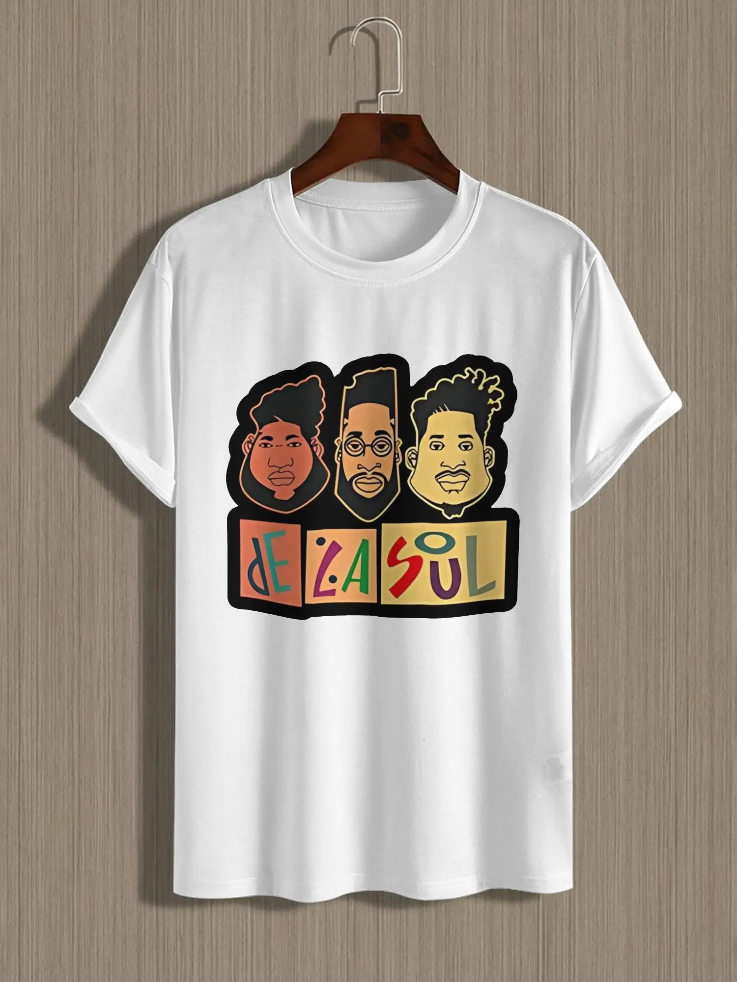 تي شيرت دي لا سول DXM3511 تي شيرت دي لا سول للرجال DXM3511 الهيب هوب مجموعة الموسيقى الكلاسيكية طباعة أسود قصير الأكمام Crewneck