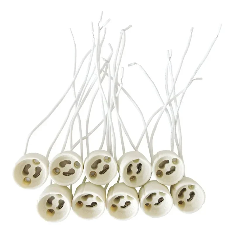 5PCS GU10 Lamp Base Ceramic Light Holder Socket Connector Adapter Wire For LED Bulb Stand Chandelier Halogen Leds Accessory
